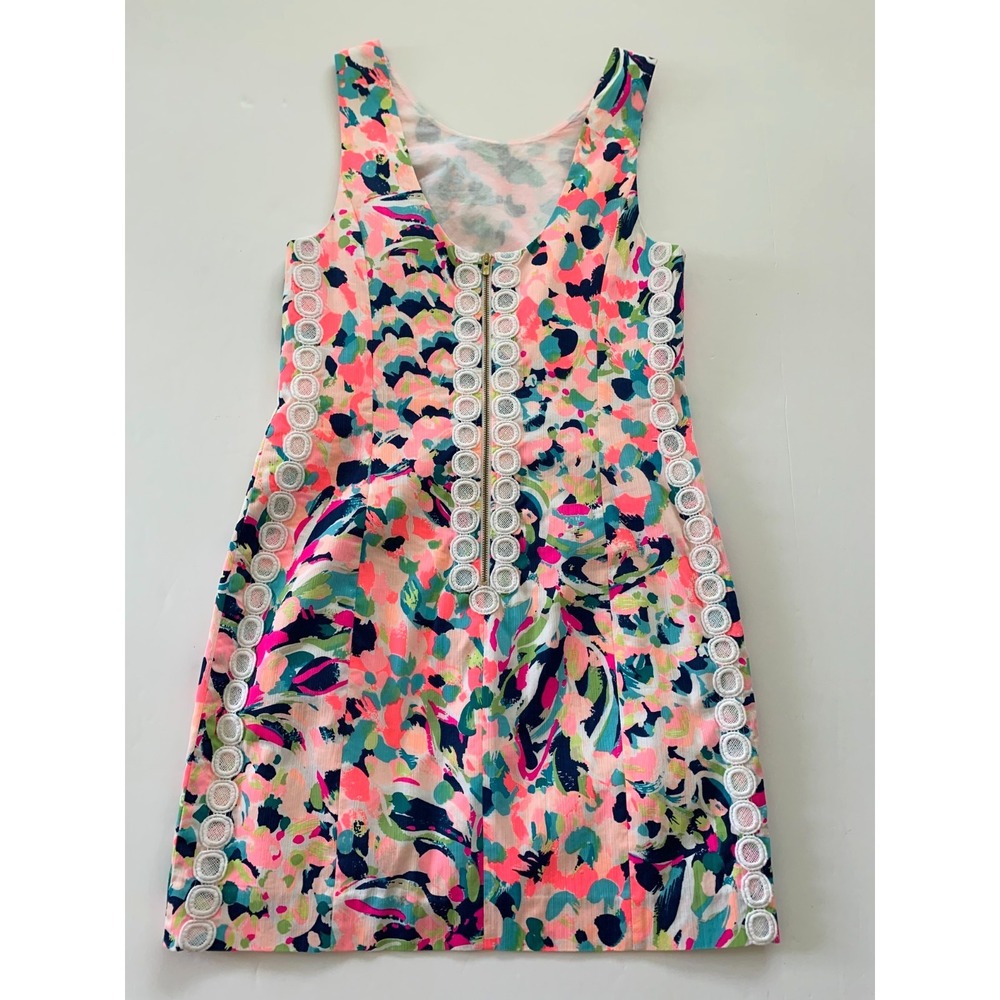 HTF Lilly Pulitzer Mila Shift Dress Pina Colada Confetti Cotton Lace 4 2